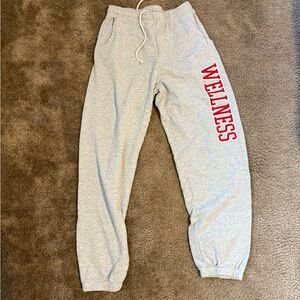 Sporty & Rich Gray Sweatpants with Red Wellness Print